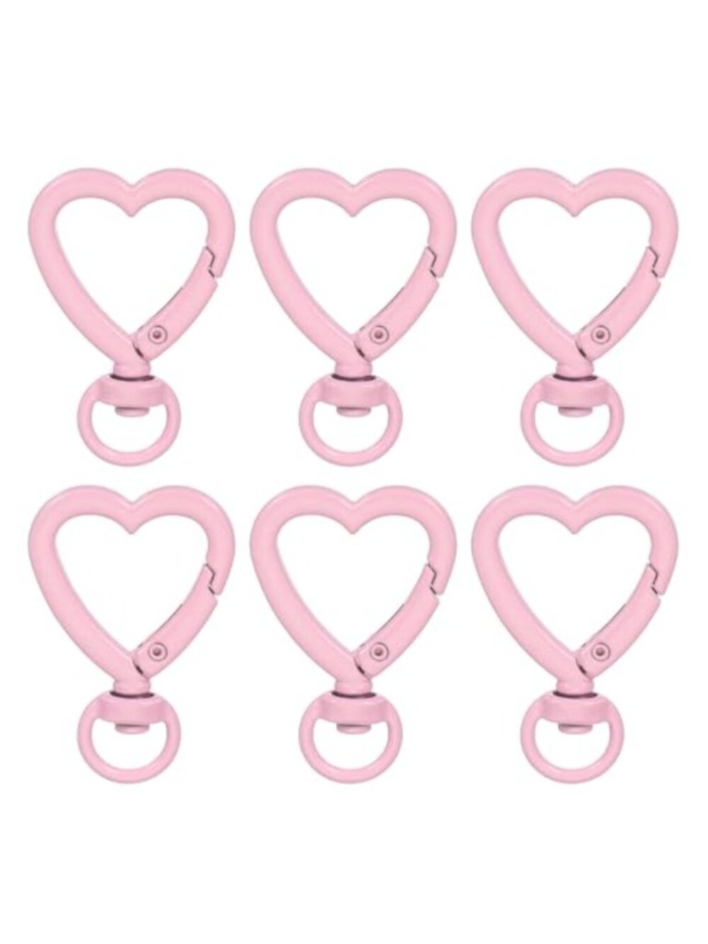Heart Shaped Swivel Buckle Zinc Alloy Spring Snap Keychain Clip Hooks 6 Pack